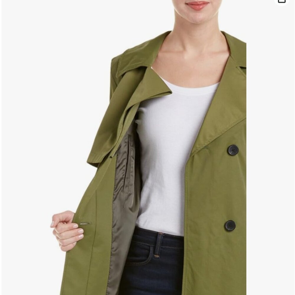 NEW - 7 for all Mankind Women's Gunflap trench coat - Olive Green - size L - Picture 5 of 12